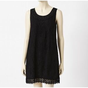 Angie Dress Womens M Black Lace‎ Beaded Neck Sleeveless Shift Cocktail Party